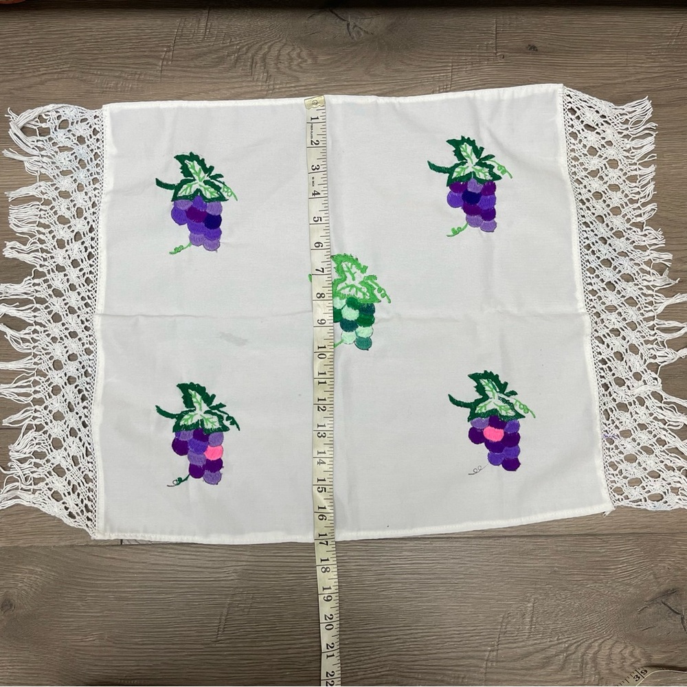 Grapes Embroidered Cloth Napkin Tortilla Warmer Servilleta - Picture 5 of 8